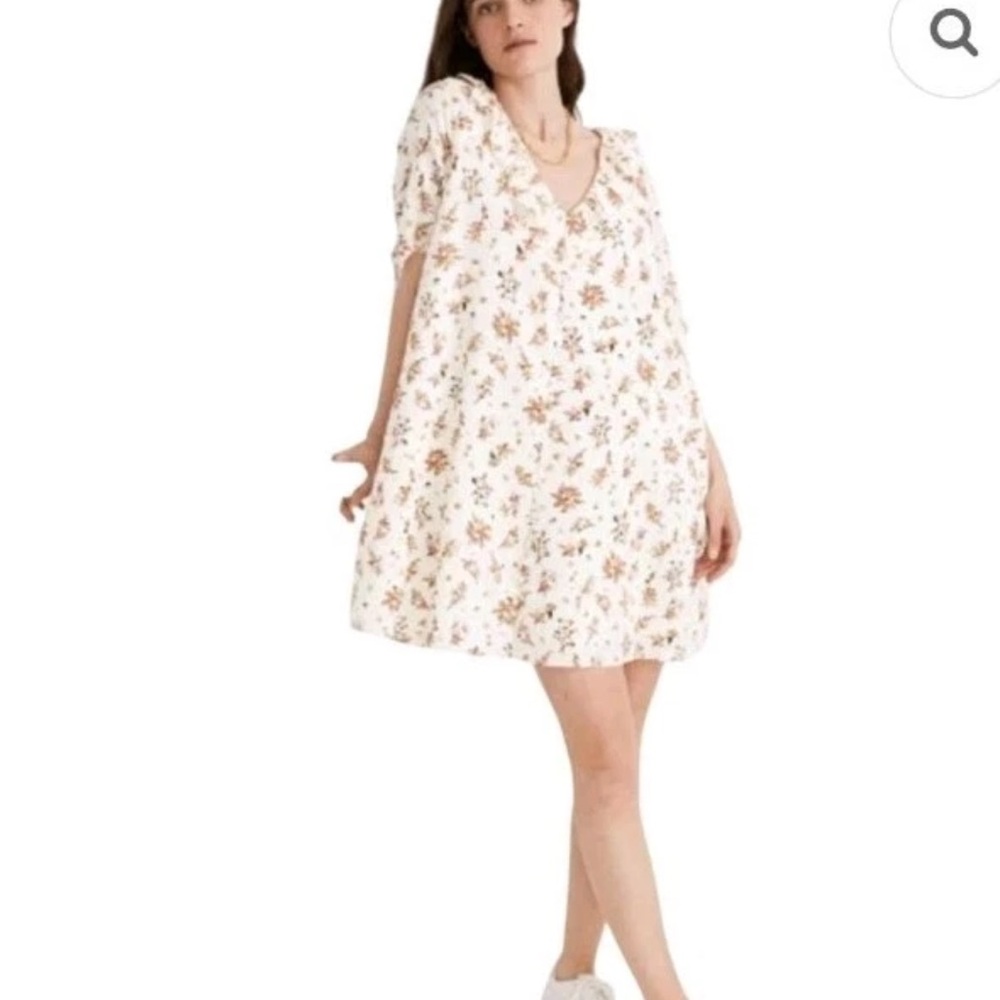 Madewell Cream Floral Mini Dress